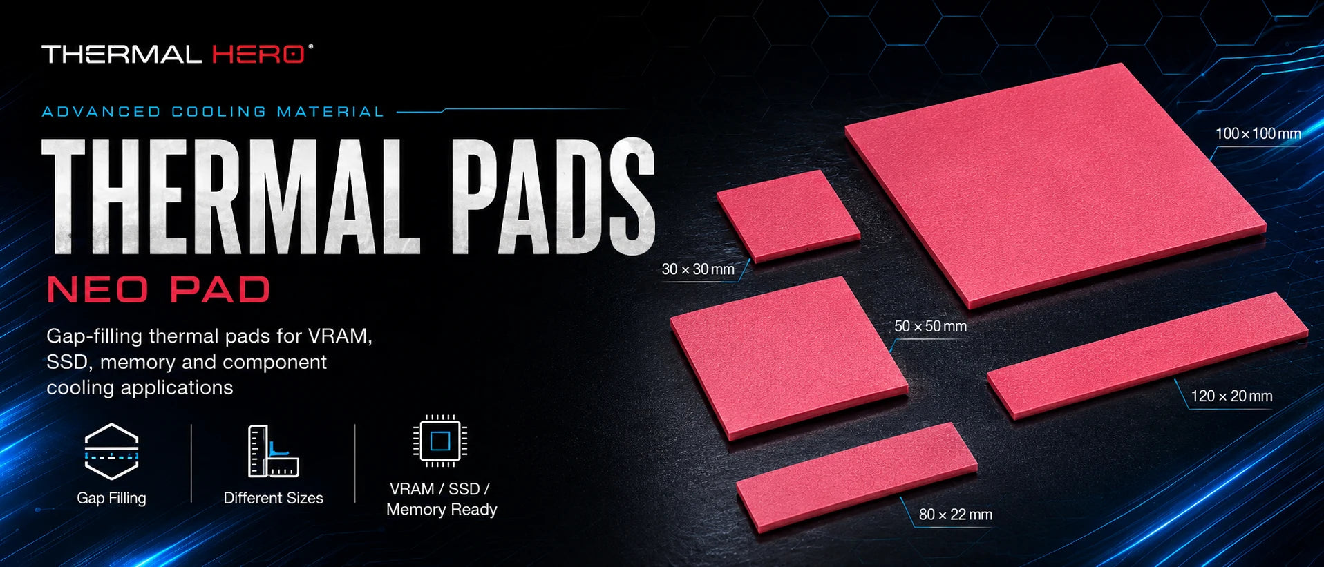 Thermal Pads For VRAM, SSD, Memory And Component Gaps