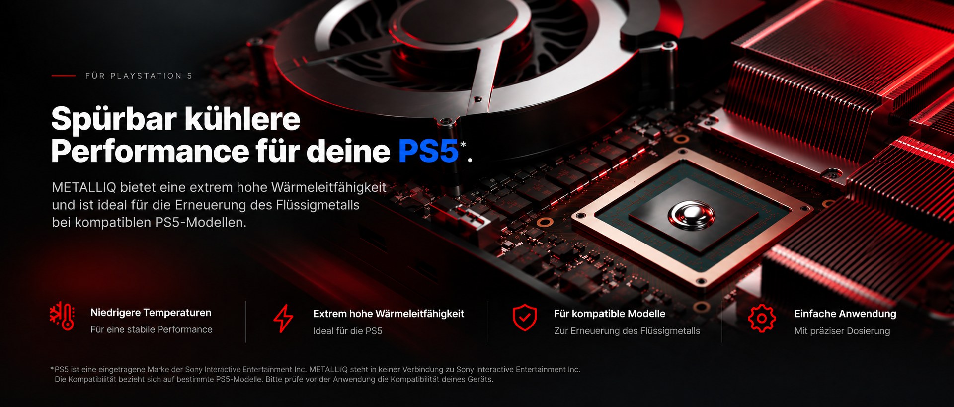 METALLIQ Flüssigmetall for compatible PlayStation 5 cooling applications